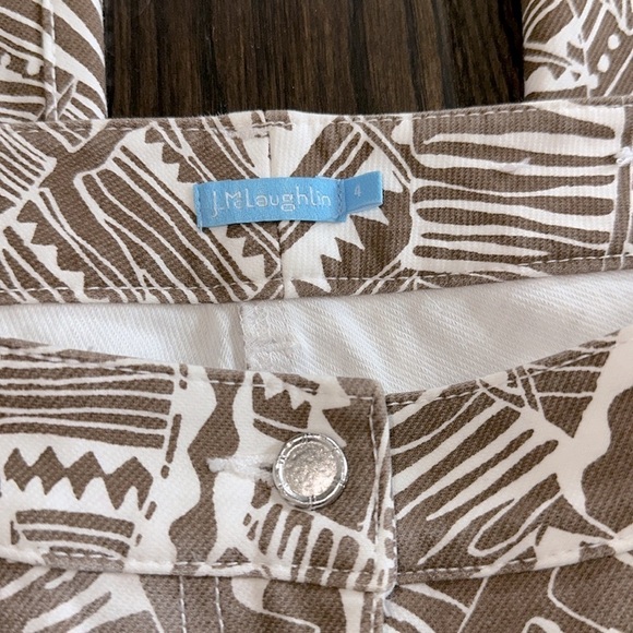 J McLaughlin brown & white safari print denim pants size 4 - Picture 5 of 8